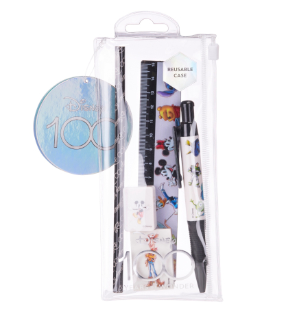 DISNEY 100TH Stationary Set Astuccio c/Righello-Gomma-Penna-Matita…x48