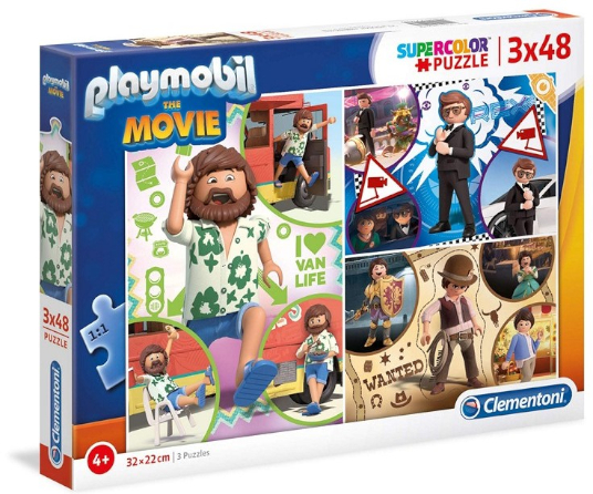 PUZZLE CLEMENTONI Playmobil The Movie 3x48pz Alta Qualita’ In scatola…x6