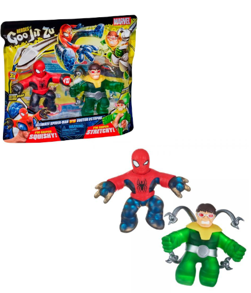 MARVEL Goo Jit Zu Eroi In bustina da 2pz Spiderman VS Dr.Octopus 5cm…x4