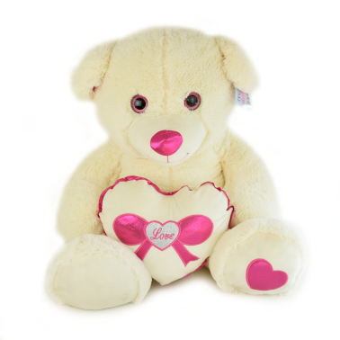(Mis 9) BOBO ORSO BIANCO c/cuore rosso e rosa Peluche 80cm…x2