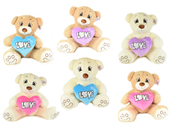 (Mis 9) FLUFFY ORSO c/cuore LOVE Peluche 80cm -6ass…x2