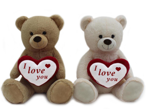 (Mis 9) TERRY ORSO Peluche seduto c/cuore “I LOVE YOU” 100cm -2ass…x2
