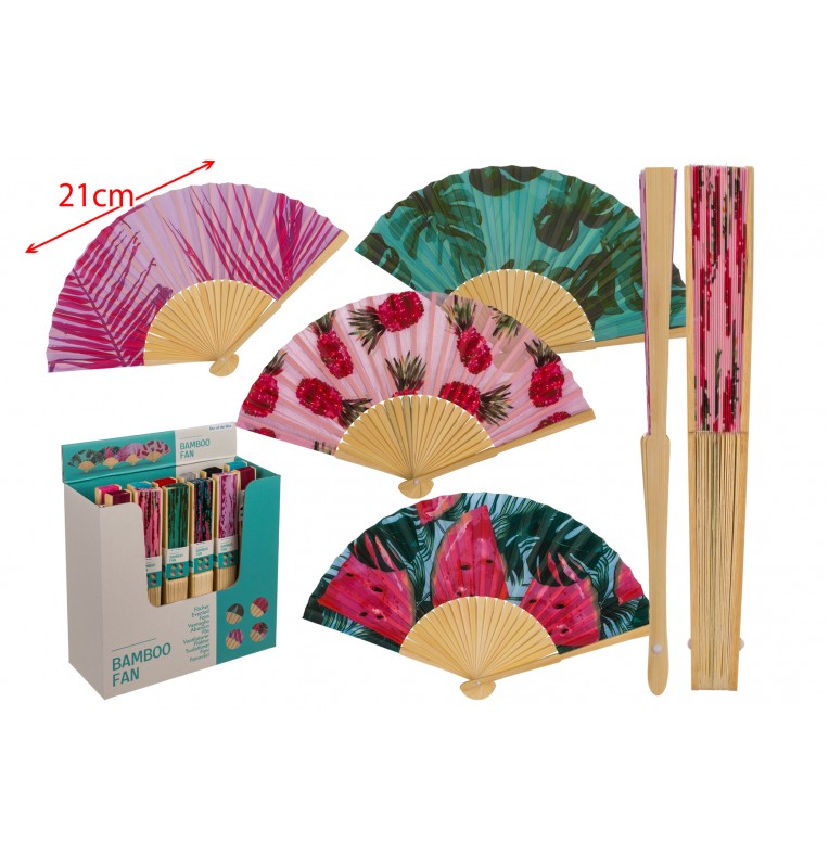 VENTAGLIO TROPICALE IN BAMBU’ 21cm 4ass…x24…x48