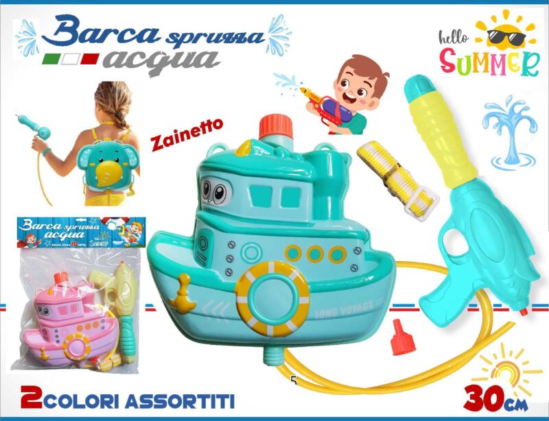 ZAINETTO-SERBATOIO SPRUZZA ACQUA (a forma di barca con pistola) IT1708 – 30cm…x24