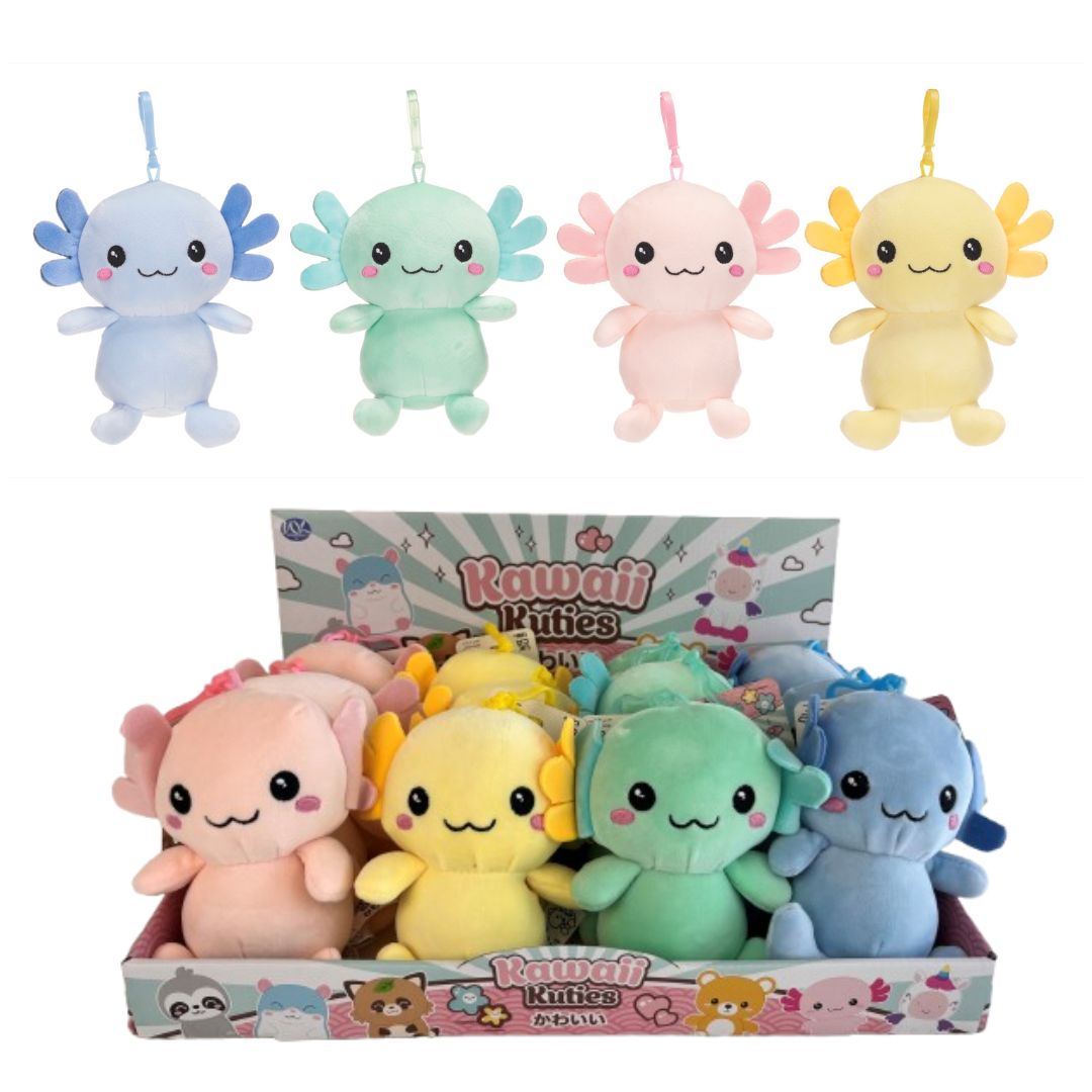 (Mis 0) KAWAII KUTIES AXOLOTL Portachiavi Peluche  (Super Squishy) GIFT 12cm 4ass – Espo da 12pz…x24…x120