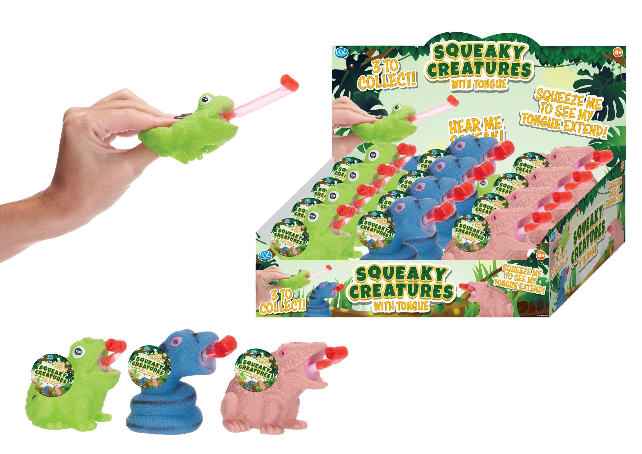 ANIMALETTI SQUEAKY con lingua e suono 8cm In display da12pz 3ass…x12…x168