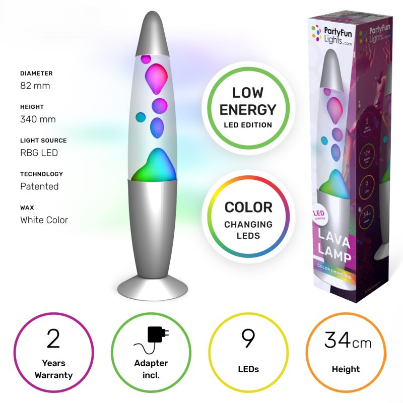 LAMPADA LED Effetto Lava cambia colore 9x45cm…x8