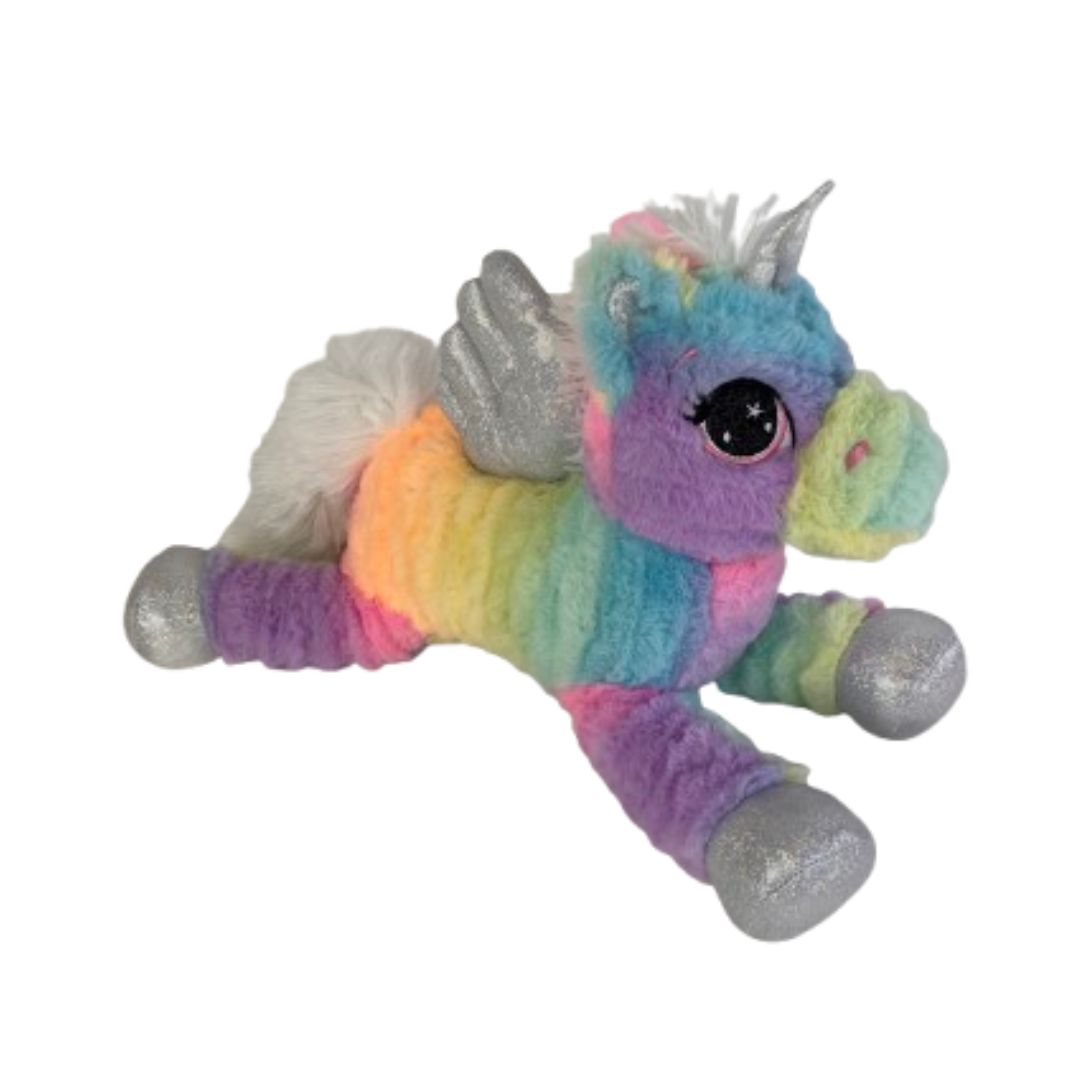 (Mis 3+) UNICORNO ARCOBALENO SDRAIATO Peluche 35cm…x6…x48