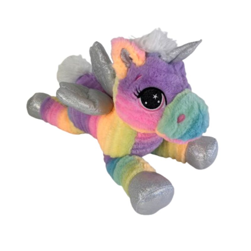 (Mis 5) UNICORNO ARCOBALENO SDRAIATO Peluche 45cm…x24